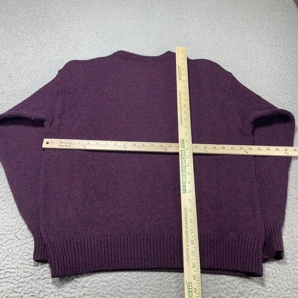 Vintage Eddie Bauer Sweater Mens Large Purple Crewneck Knit Pullover Solid Warm - Picture 5 of 9